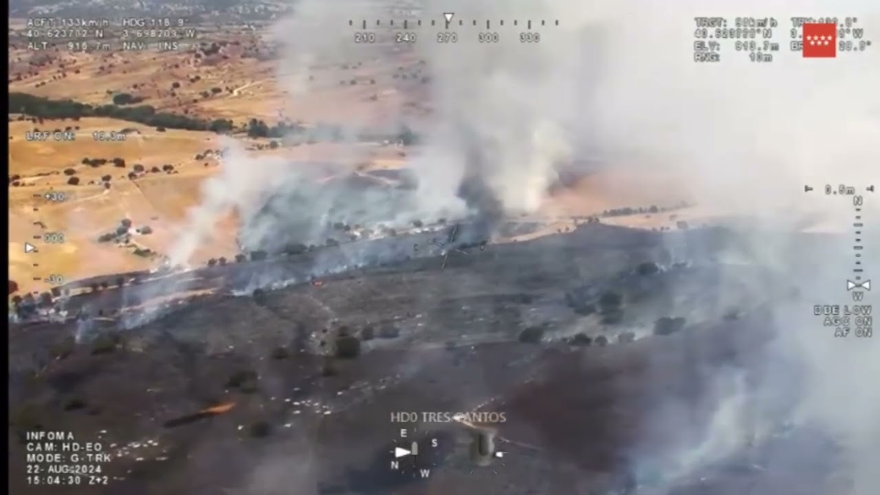 Incendio de pasto en Tres Cantos con 18 medios trabajando