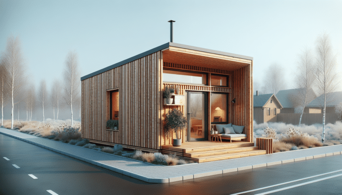 Esta mini casa prefabricada y moderna de madera con salón, cuarto de baño y terraza cubierta cuesta menos de 5000 euros