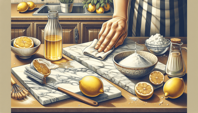 Cocina con encimera de mármol