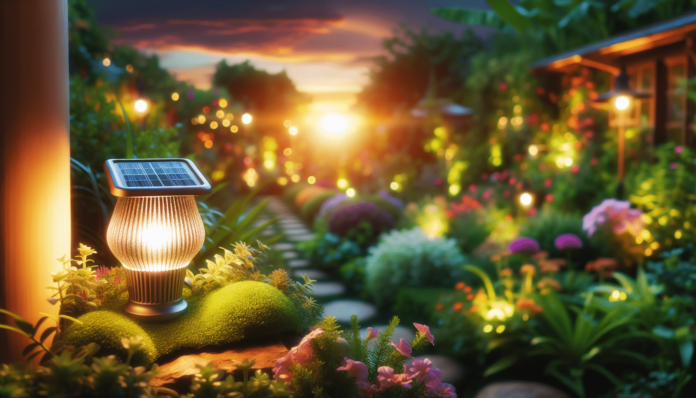 un lámpara solar que ilumina y decora el jardín sin consumir electricidad