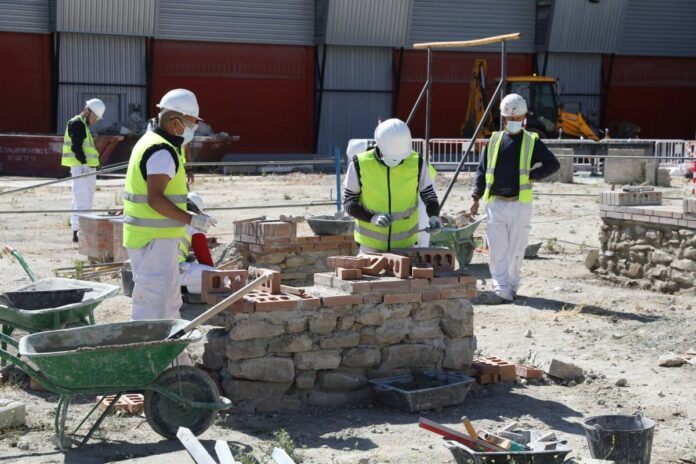 Trabajadores de la construcción en una obra