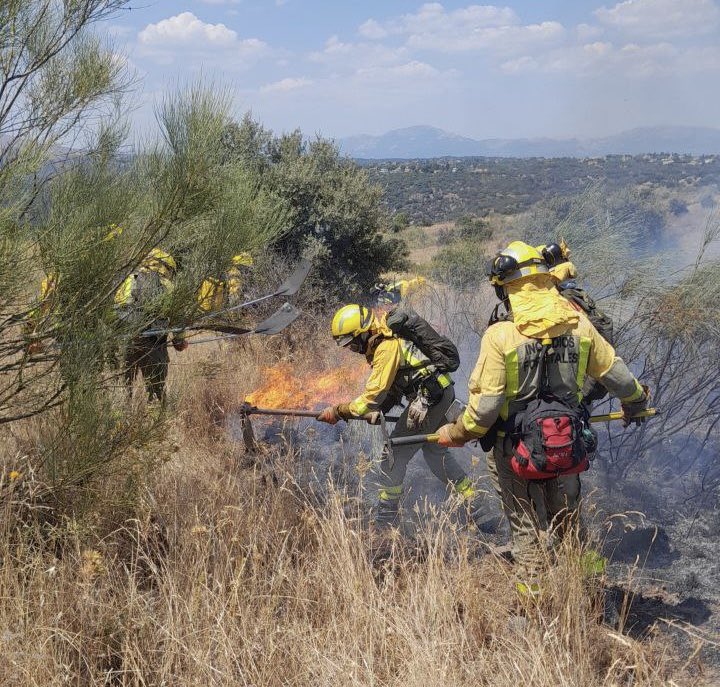 Nuevo incendio forestal en El Molar: Evacuación de vecinos y confinamiento de Pedrezuela 1 Brigadas de bomberos de Madrid