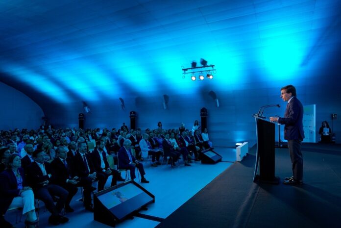 El alcalde de Madrid, José Luis Martínez-Almeida, durante la presentación del nuevo Clúster Audiovisual de Madrid