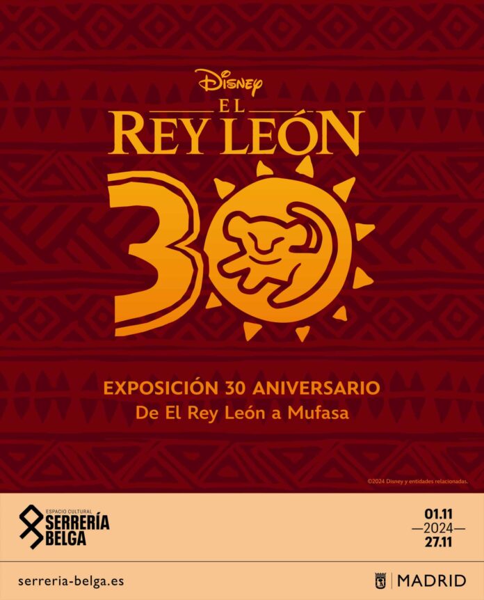 Cartel de la exposición sobre 'El Rey León', en Serrería Belga 