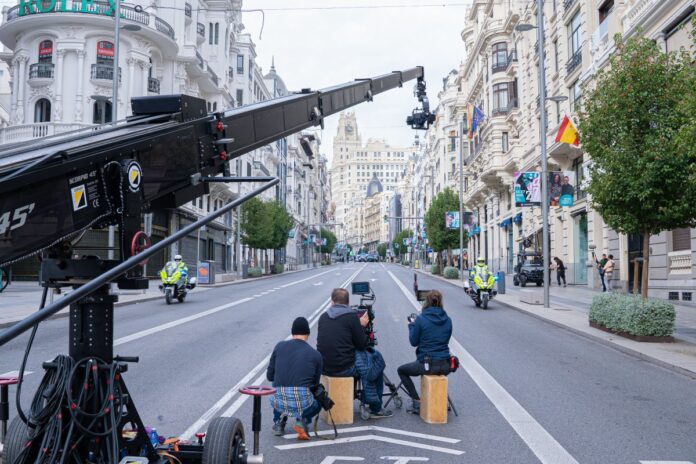 Rodaje en la Gran Vía de Madrid