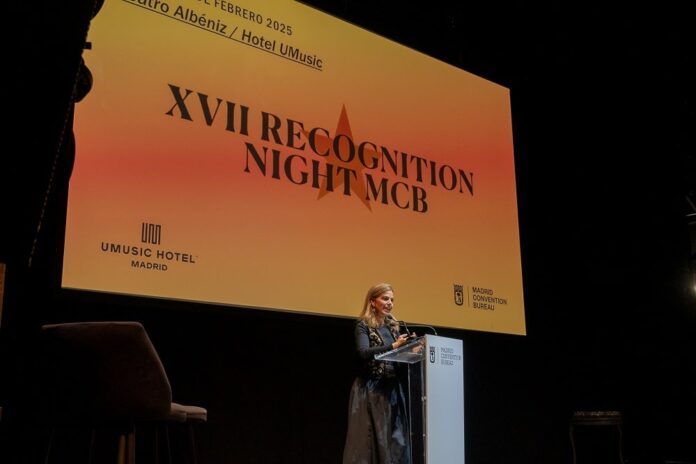 La Concejala Delegada de Turismo, Almudena Maíllo, en la XVII Recognition Night de MCB