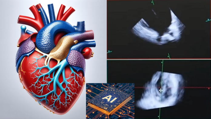 Imagen icónica de un corazón, una ecografía y un chip