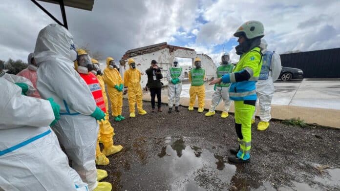 Imagen del simulacro de explosión química que organizó el SUMMA 112 en la Jornada de SEMES