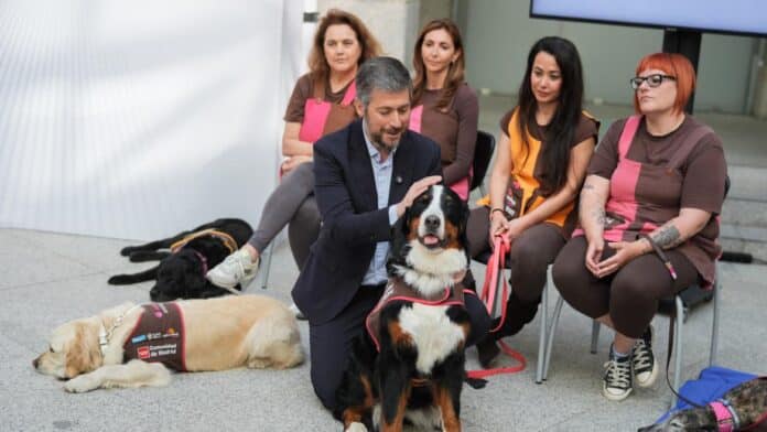 El consejero Miguel Ángel García Martín durante la presentación de la memoria anual del Programa de Perros de Apoyo a Menores en juzgados