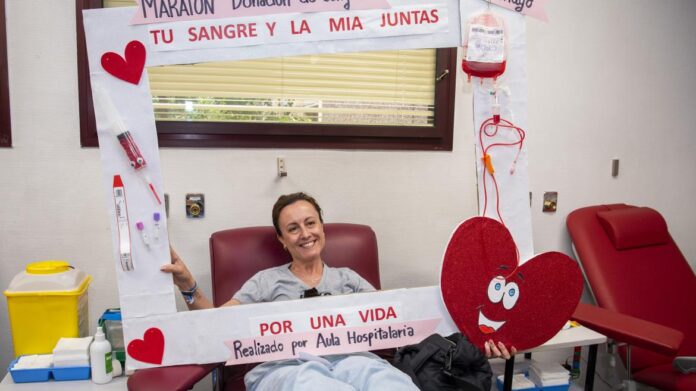 donando sangre en el Hospital de Getafe