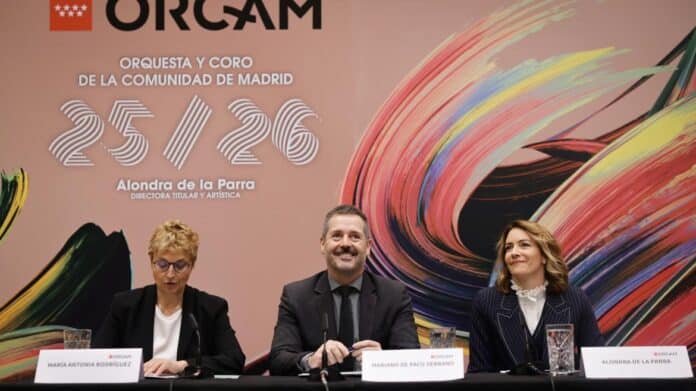 El consejero Mariano de Paco Serrano durante la presentación de la temporada de la ORCAM
