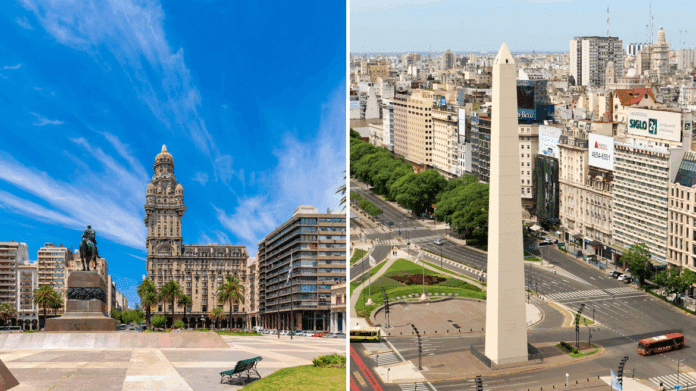 Imágenes de Buenos Aires y Montevideo.