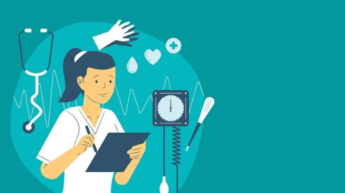 Imagen iconica de un profesional sanitario realizado diversas funciones