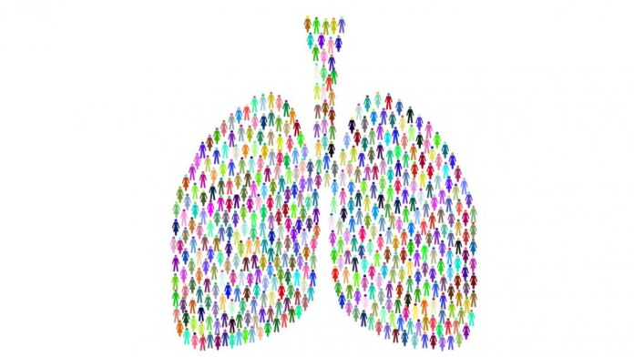 Pulmones con pequeñas figuras humanas
