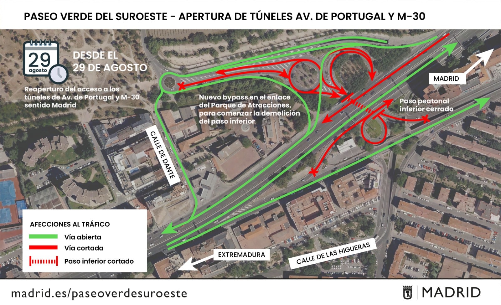 Reabren el acceso al túnel de la M-30 en dirección a Madrid tras obras en la A-5