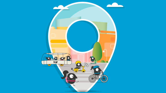 Imagen icónica de ubicación e imágenes de trasportes alternativos