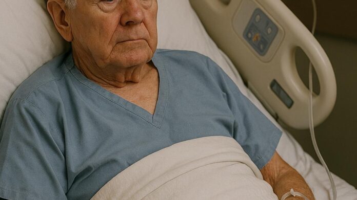 Imagen de una persona mayor en una cama de hospital