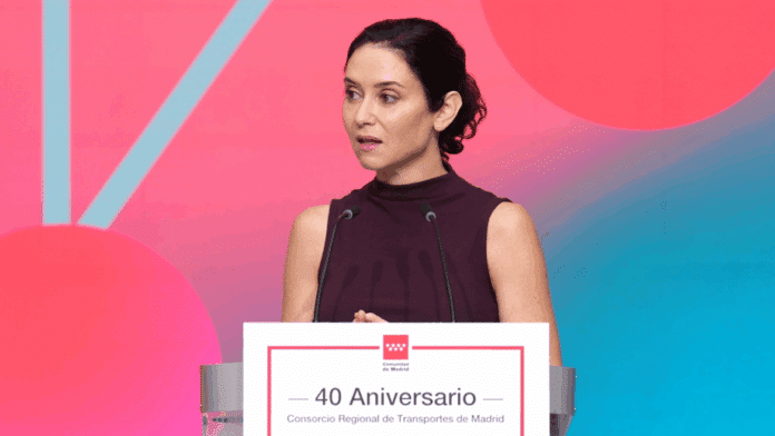 La presidenta Isabel Díaz Ayuso durante el 40 aniversario del Consorcio Regional de Transportes