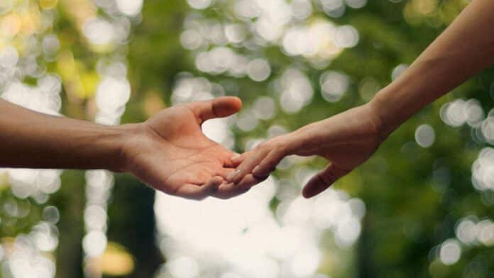 Innovadoras Iniciativas de Atención Primaria en Madrid optan a los Dos personas se dan la mano en la naturaleza