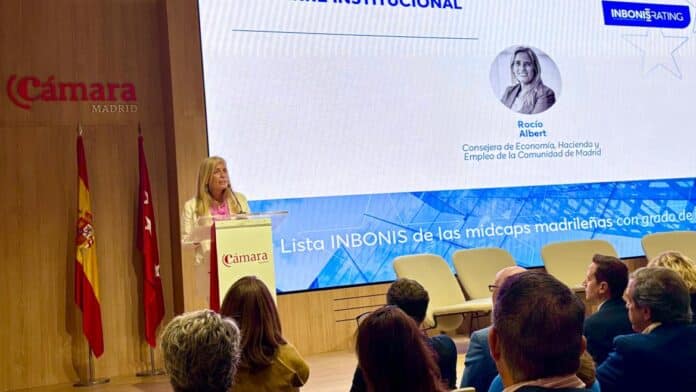 Madrid leads the midcap business growth potential in the Councilor Rocío Albert at the presentation of the Madrid mid-cap companies list.