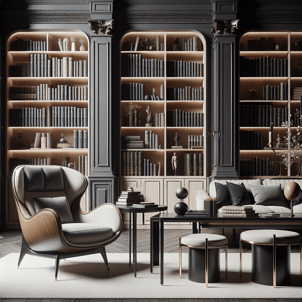 Elegancia y Comodidad: Estanterías de Lujo, Mesas Versátiles y Sillones Icónicos