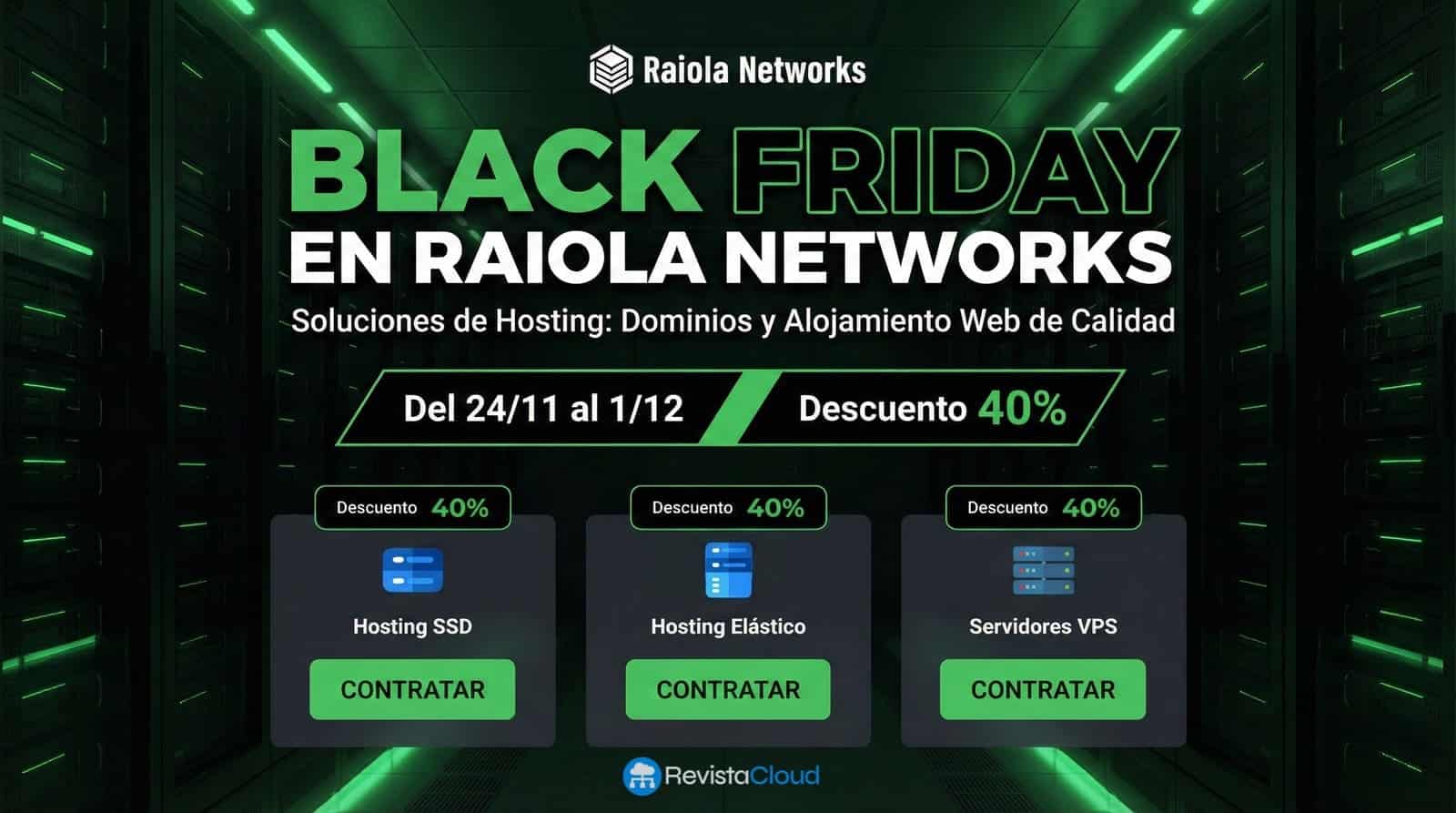 Raiola Networks Lanza Semana de Black Friday: 40% de Descuento en Hosting y VPS