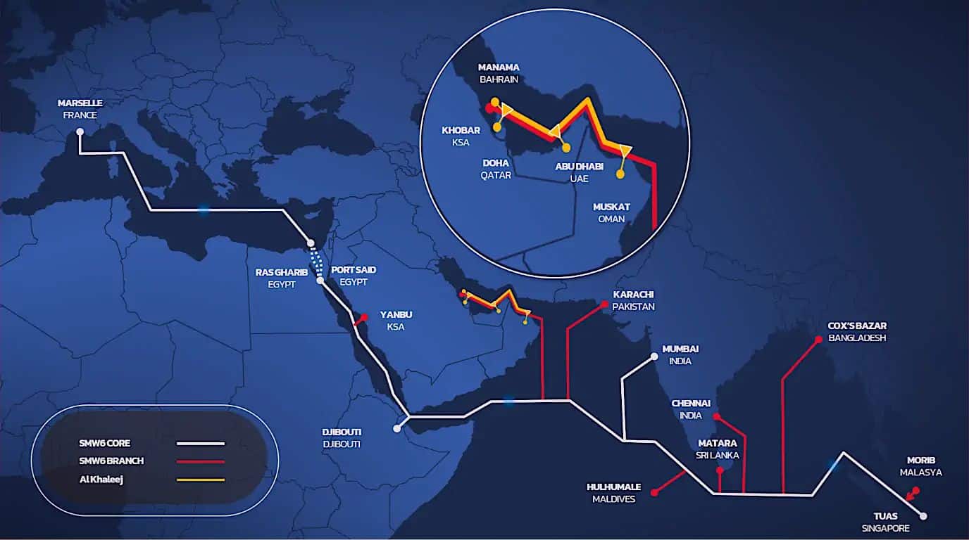 SeaMeWe-6: Nuevo Enlace Submarino Conecta Europa y Asia al Desembarcar en Karachi, Pakistán