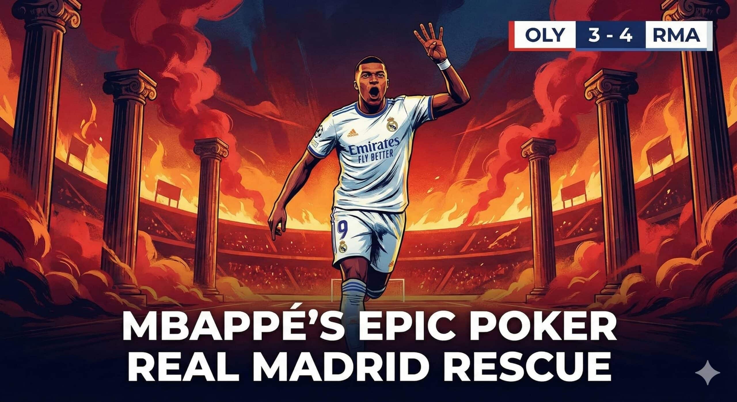 Mbappé firma un póker épico en el infierno griego y rescata al Real Madrid ante el Olympiacos
