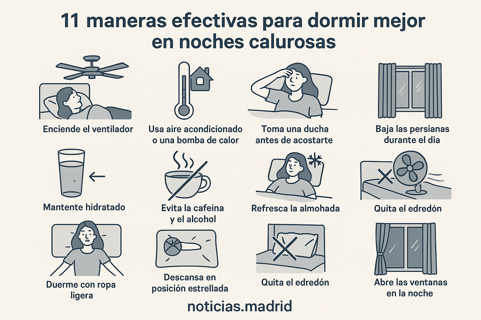 11 maneras efectivas para dormir mejor en noches calurosas