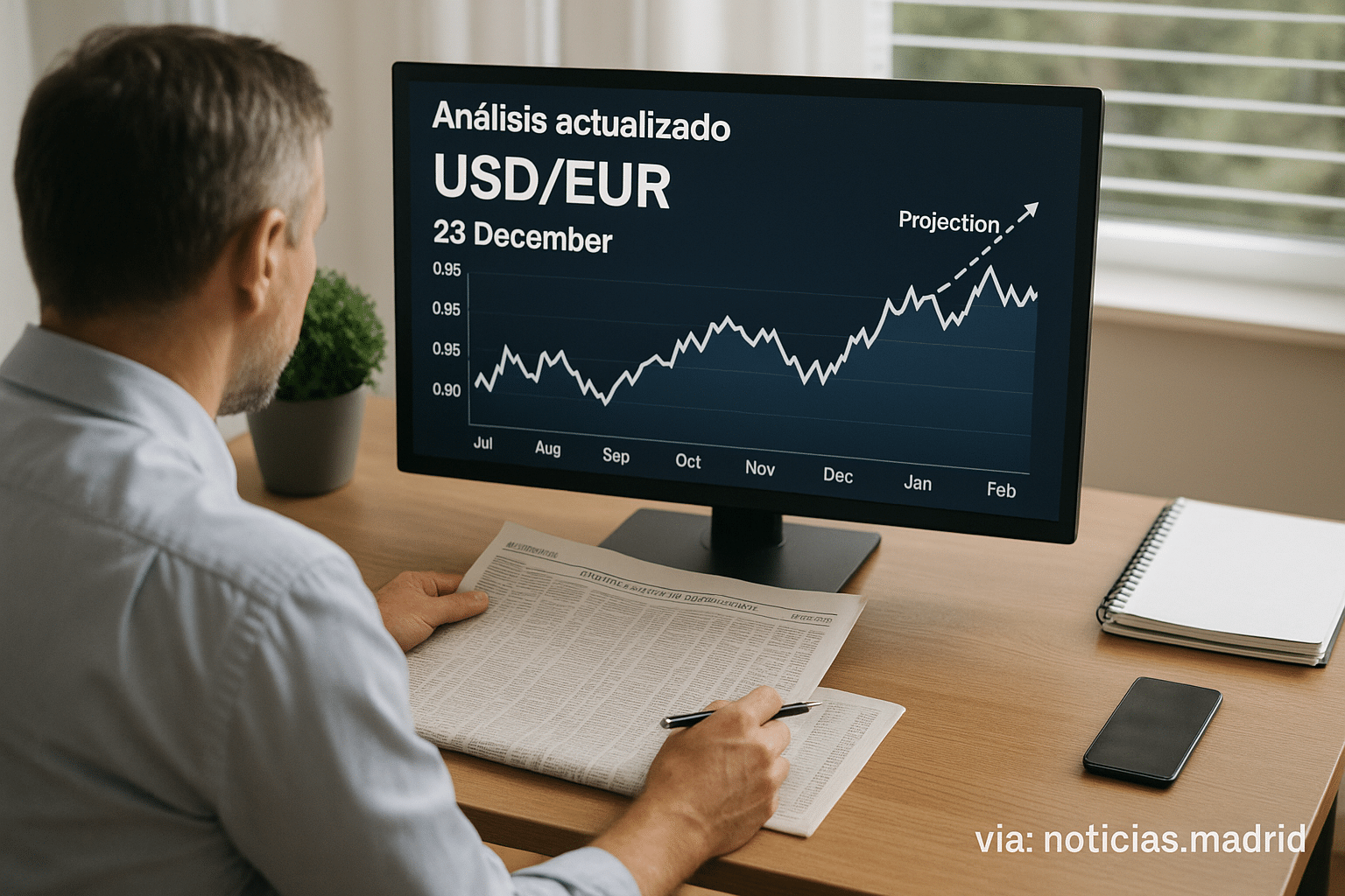 Análisis actualizado del tipo de cambio dólar-euro y sus proyecciones al 23 de diciembre