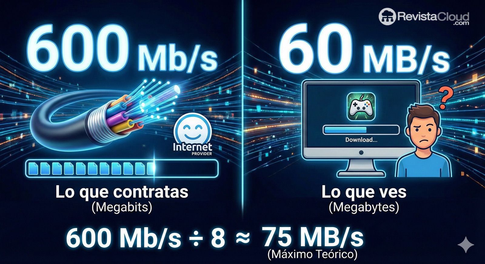 Desenmascarando la Confusión: ¿Por Qué tus ‘600 Megas’ se Traducen en 60 MB/s?