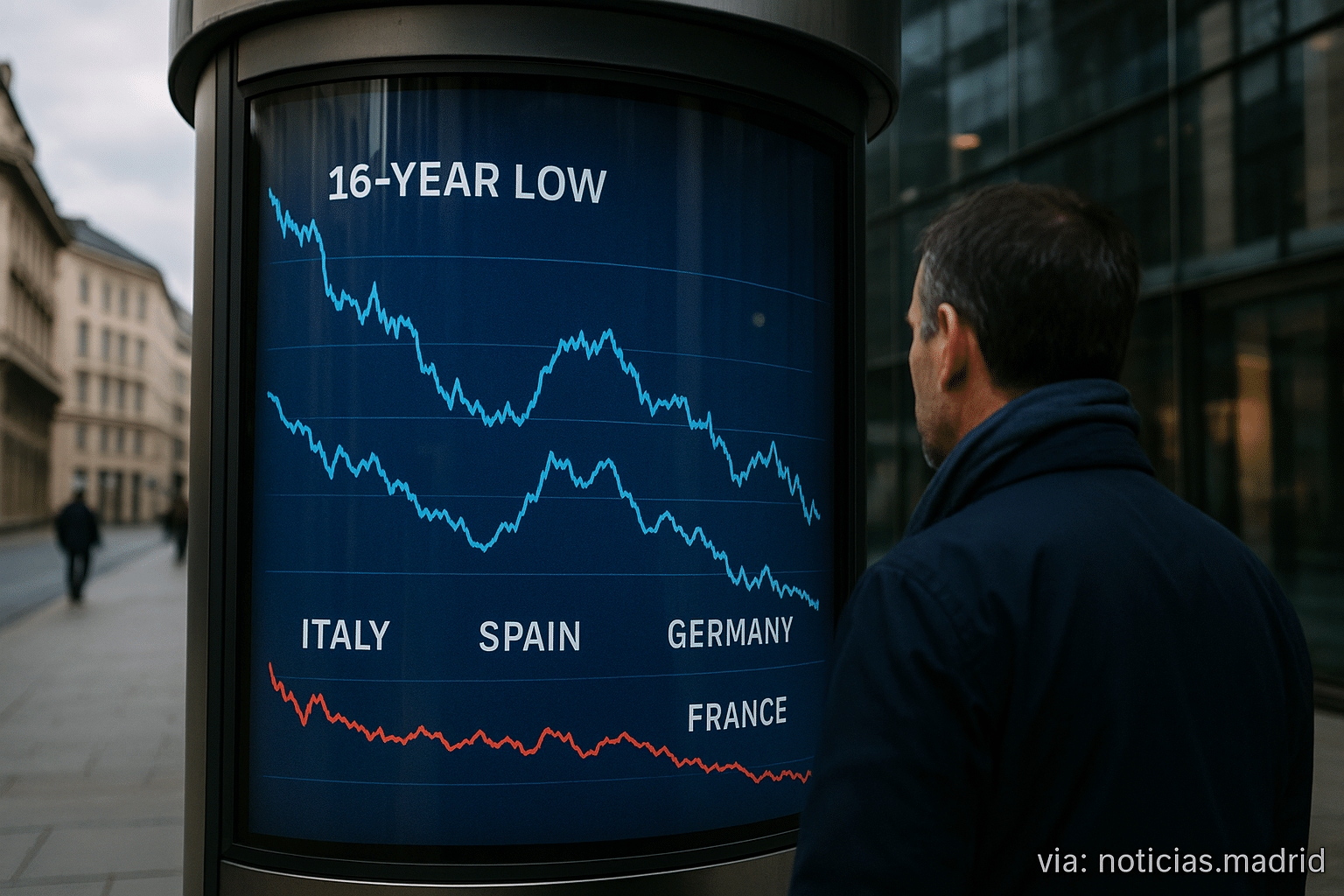 Dinámica financiera europea: Italia y España bajan al nivel más bajo en 16 años, mientras Alemania inquieta y Francia se perfila como el punto débil del sur