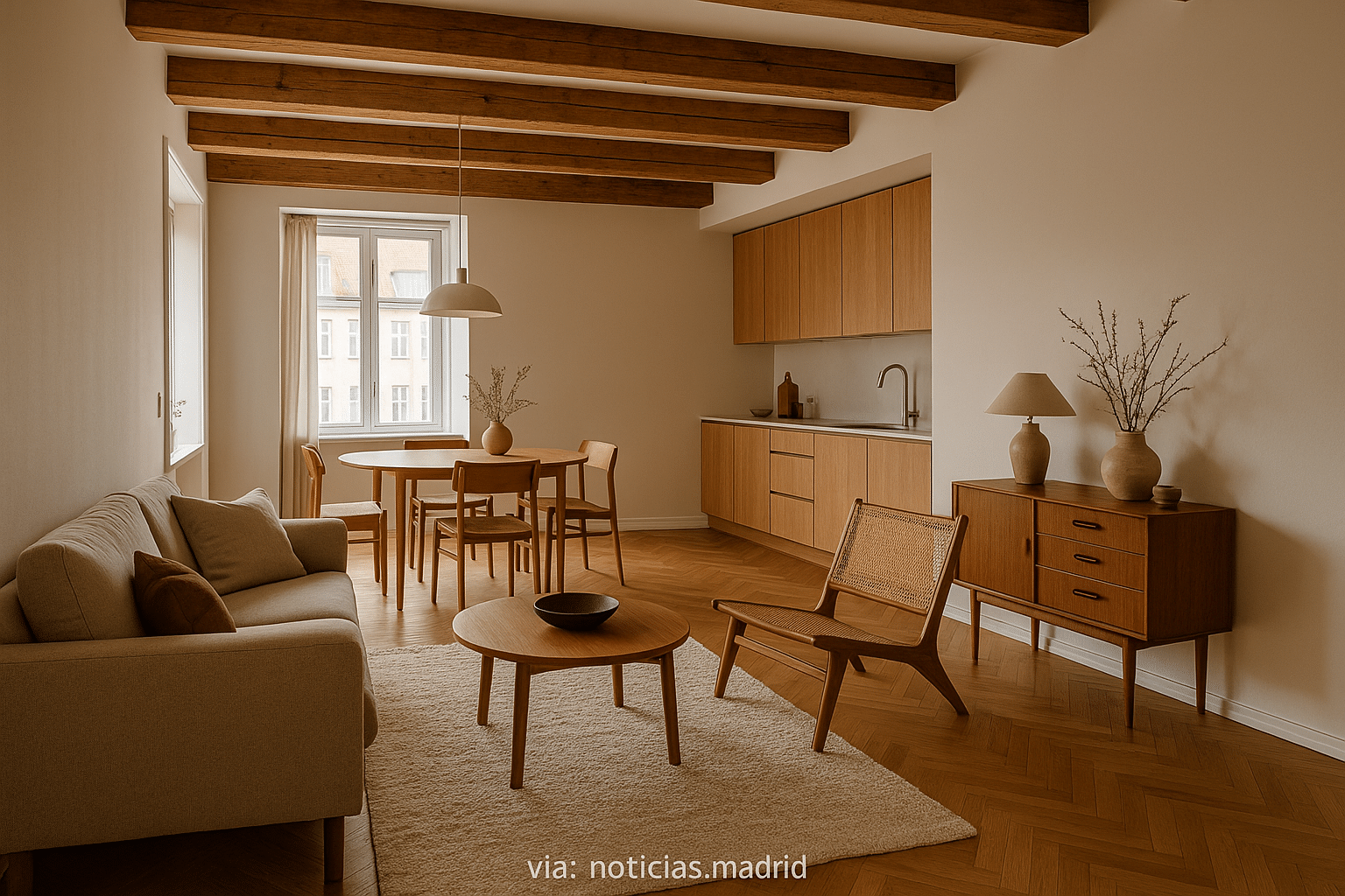 El Encanto cálido de la madera en un apartamento danés