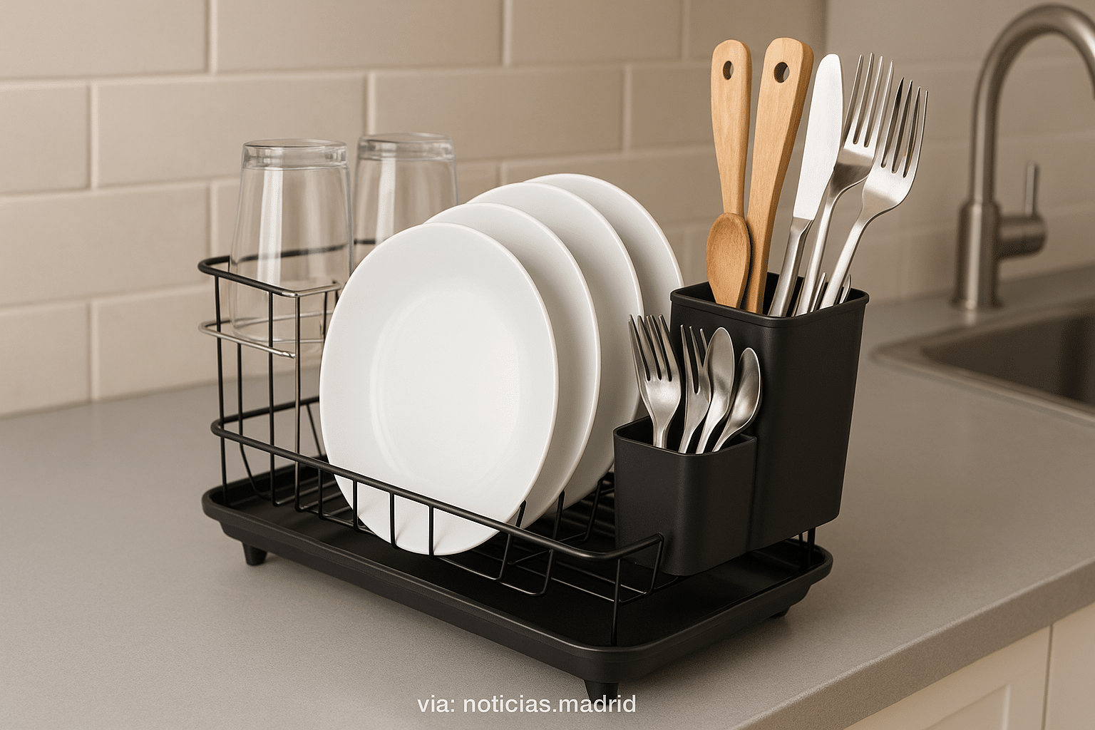 Elegante Escurreplatos Mini para Optimizar Espacios en Cocinas Compactas