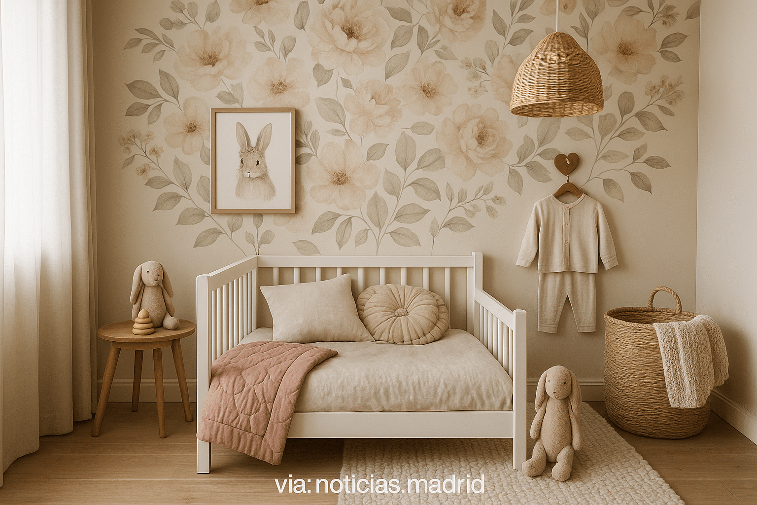 Encanto Nórdico en la Habitación Infantil: Un Paraíso Floral y Acogedor