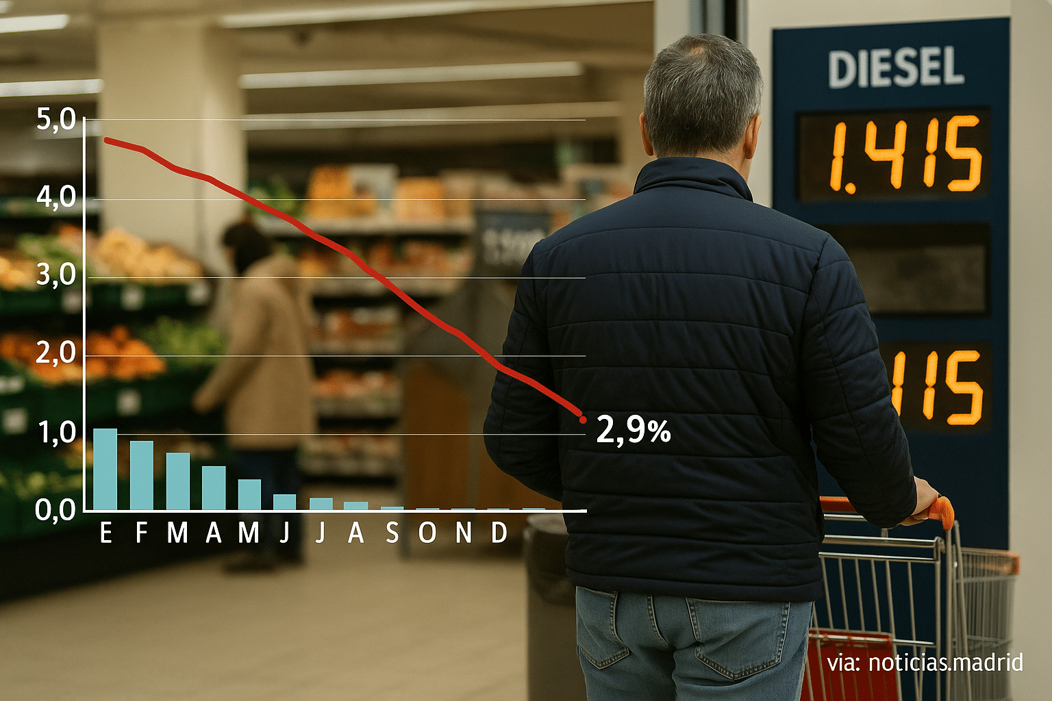 Inflación en diciembre desacelera al 2,9% por caída en los precios de los carburantes