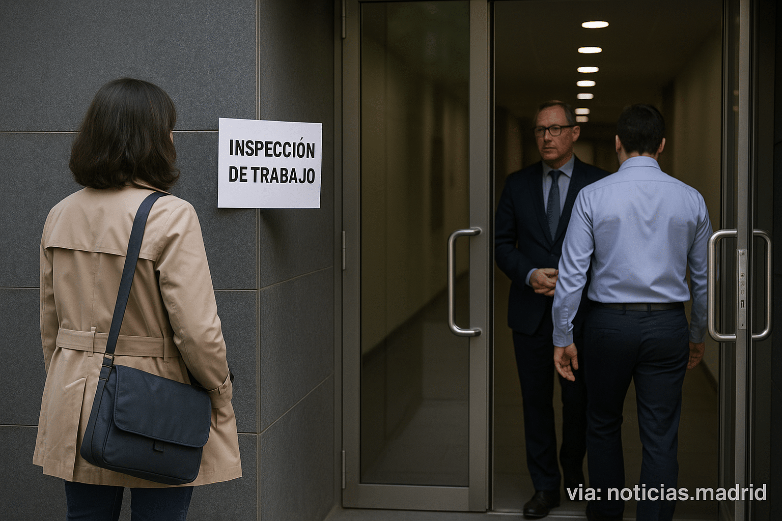 Un empleado dobla ropa en
