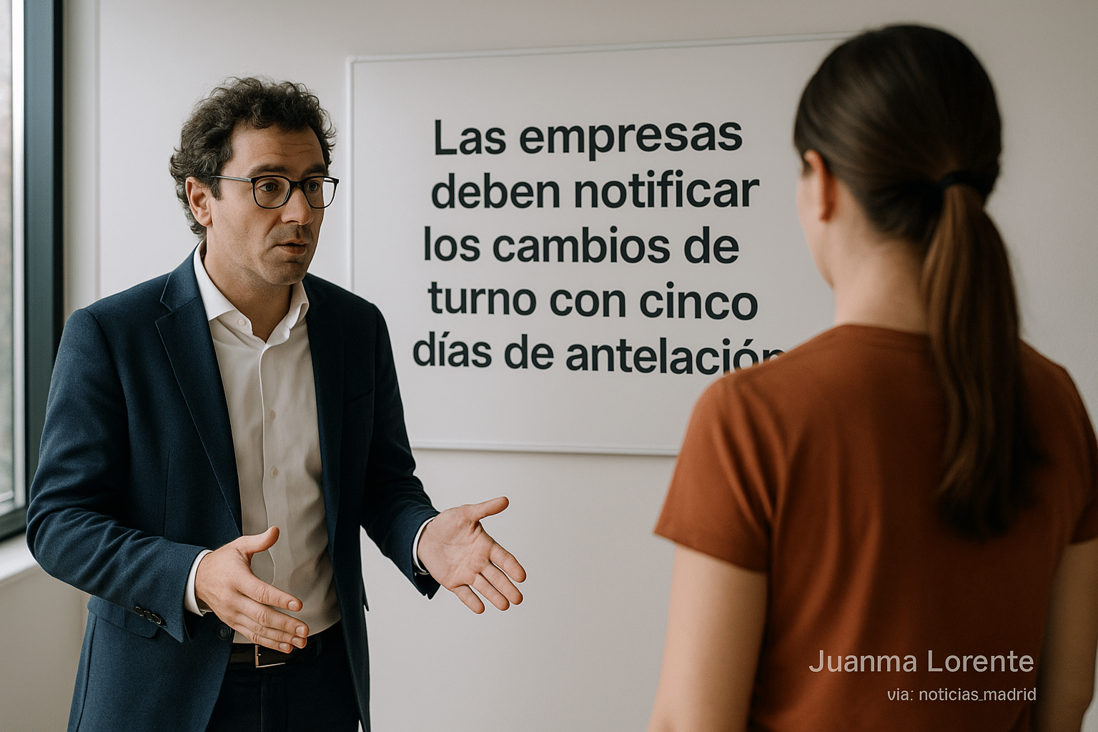 Juanma Lorente, abogado, explica que las empresas deben notificar los cambios de turno con cinco días de antelación