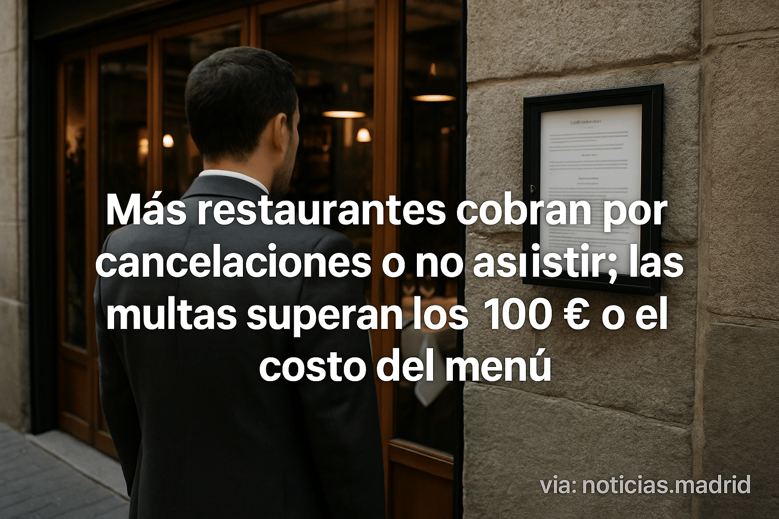 Más restaurantes cobran por cancelaciones o no asistir; las multas superan los 100 € o el costo del menú