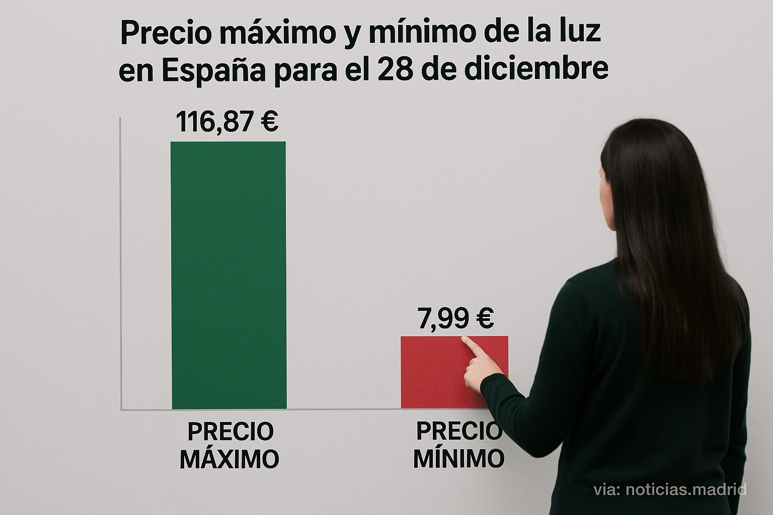 Precio máximo y mínimo de la luz en España para el 28 de diciembre