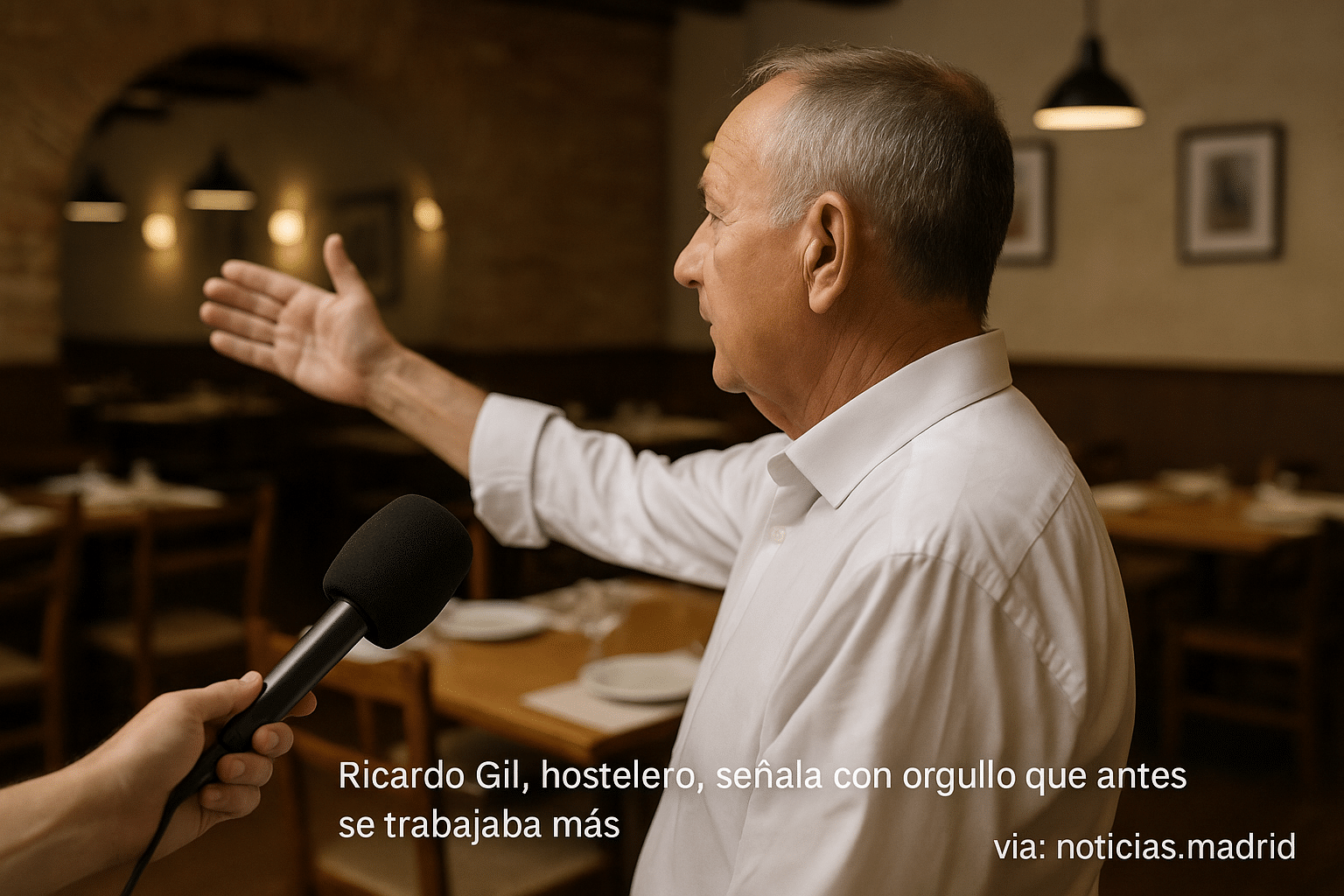 Ricardo Gil, hostelero, señala con orgullo que antes se trabajaba más, destacando su visión de una explotación laboral tradicional