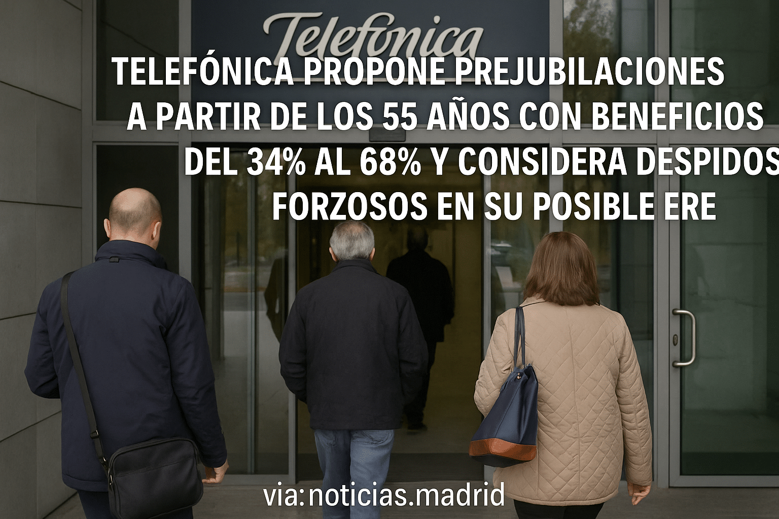 Telefónica propone prejubilaciones a partir de los 55 años con beneficios del 34% al 68% y considera despidos forzosos en su posible ERE