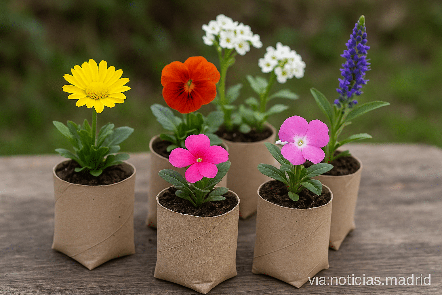 Transforma tubos de papel higiénico en encantadoras macetas de flores recicladas