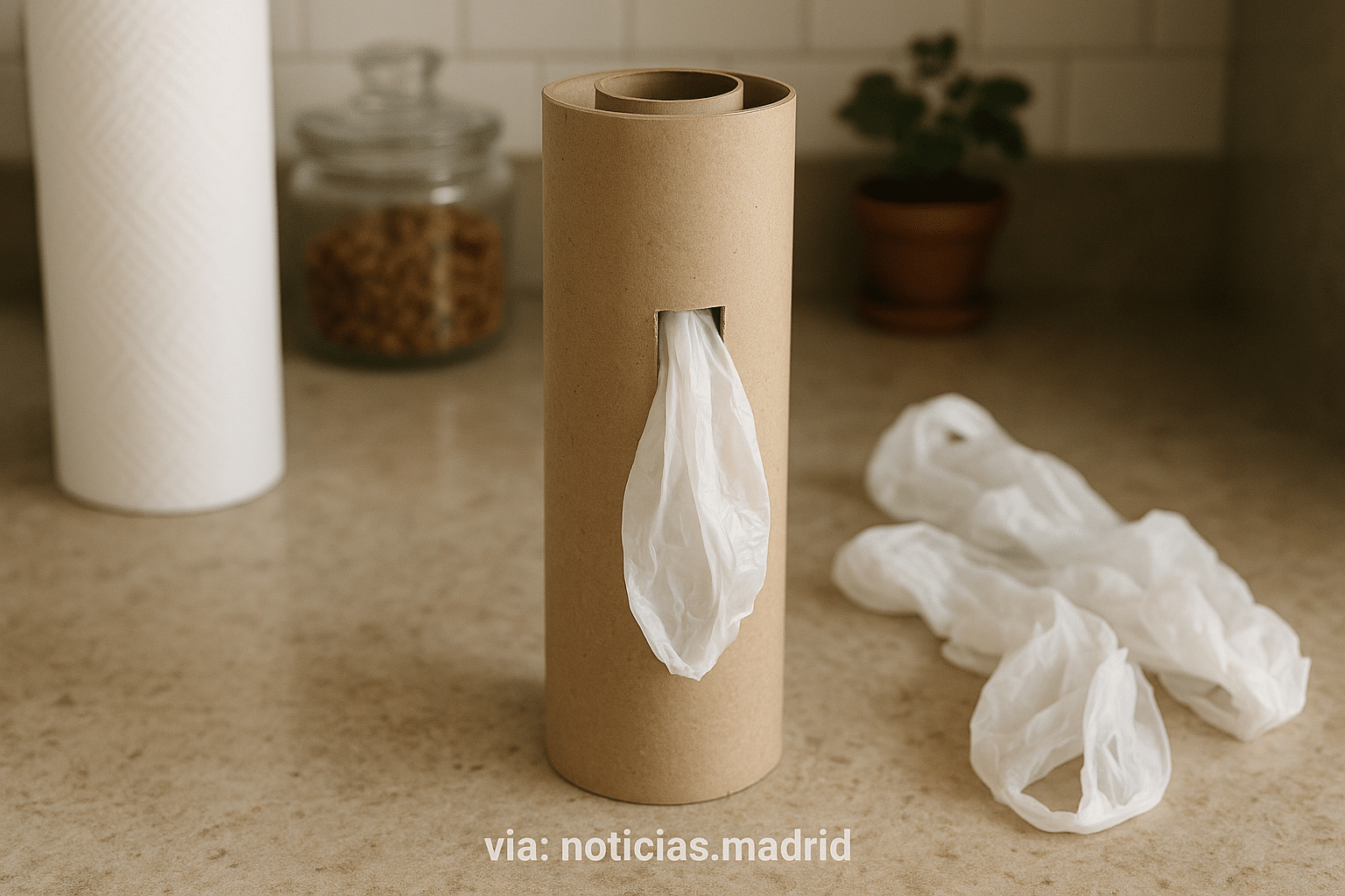 Transforma un rollo de papel de cocina en un dispensador de bolsas ecocompatible