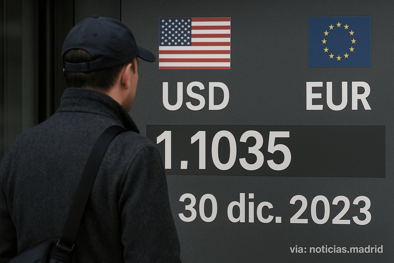 Valor del dólar frente al euro al cierre del 30 de diciembre de 2023