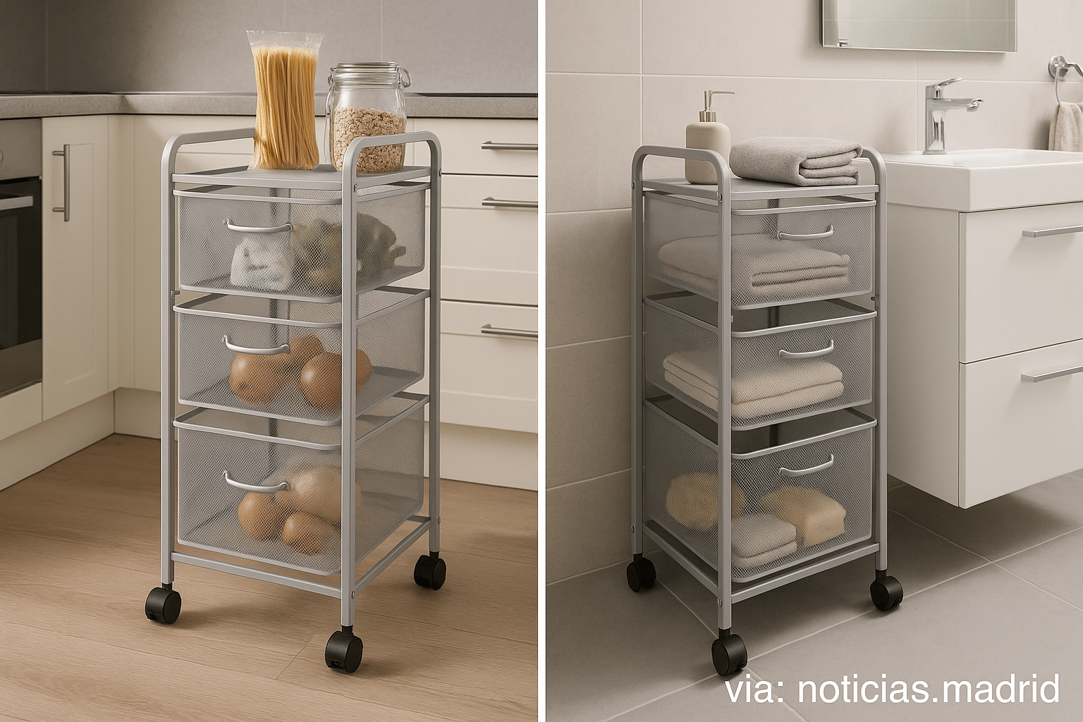Aldi lanza la Cajonera con Ruedas, la solución práctica para mantener tu cocina y baño ordenados
