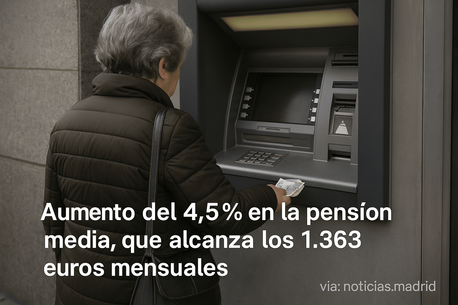 Aumento del 4,5% en la pensión media, que alcanza los 1.363 euros mensuales