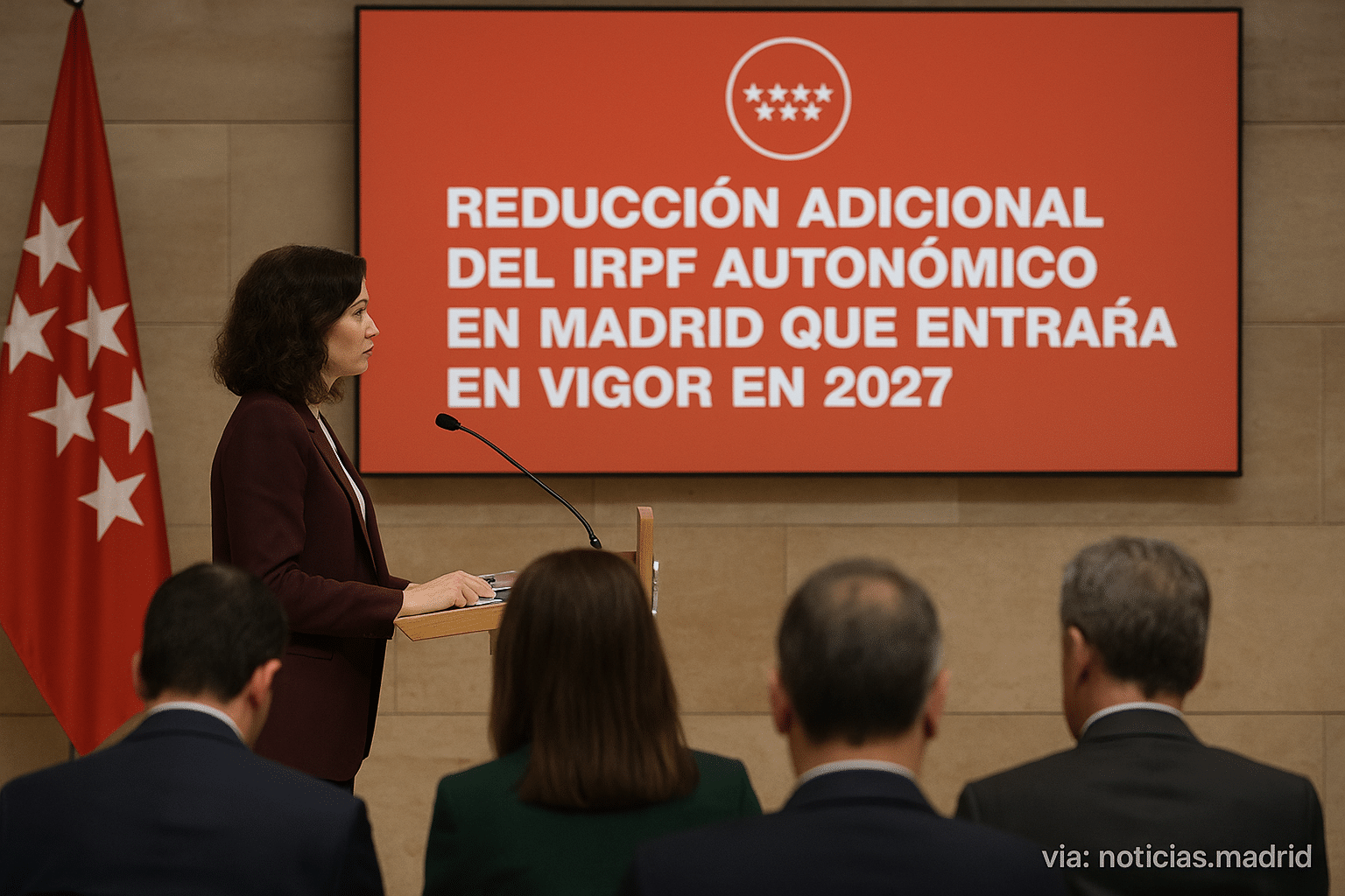 Ayuso confirma una reducción adicional del IRPF autonómico en Madrid que entrará en vigor en 2027