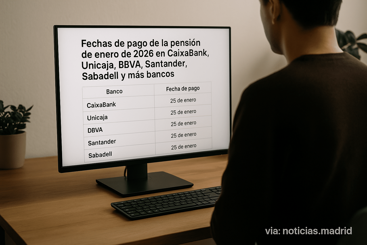 Fechas de pago de la pensión de enero de 2026 en CaixaBank, Unicaja, BBVA, Santander, Sabadell y más bancos