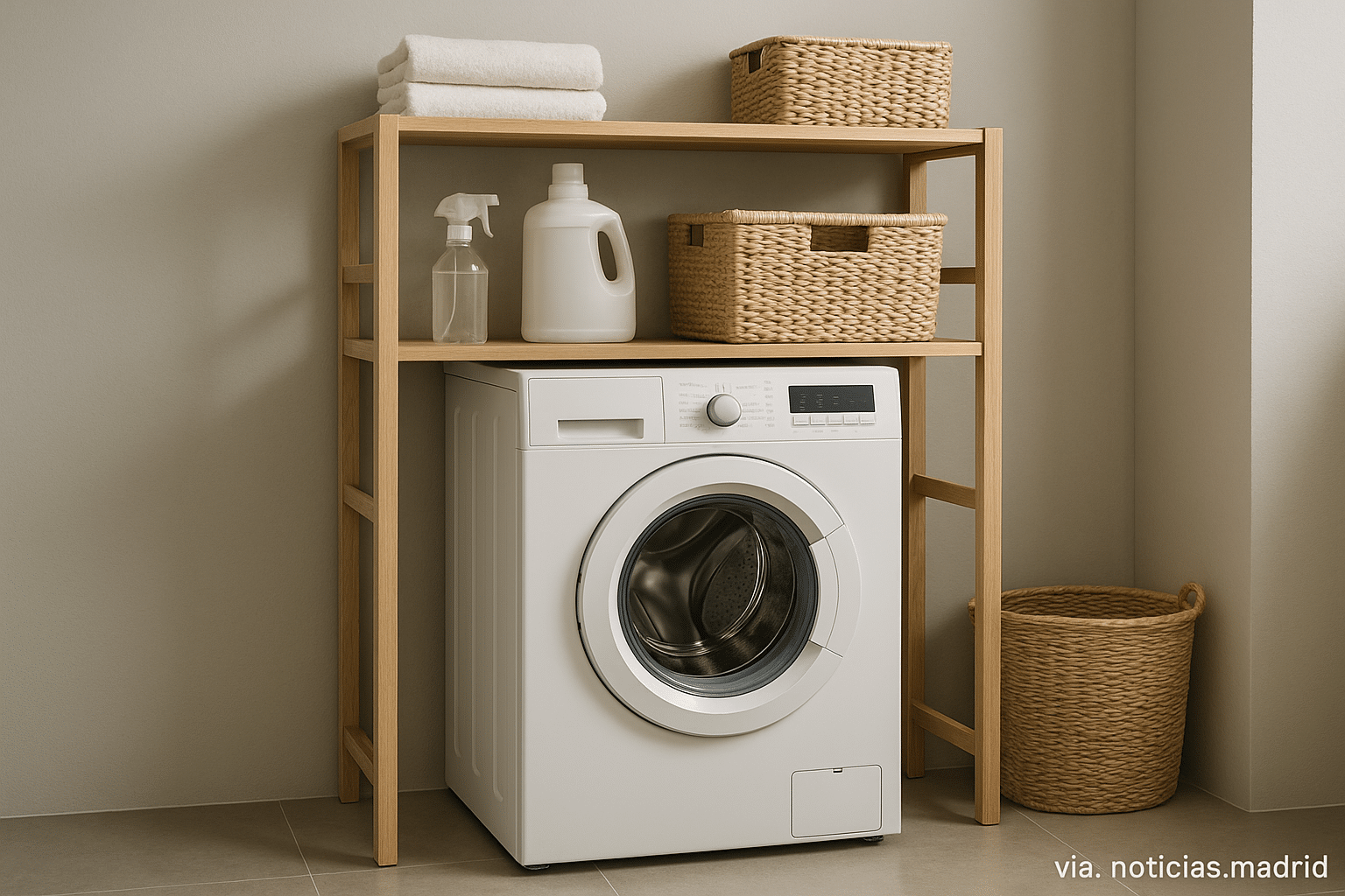 IdeasCreativas para Construir un Mueble de Madera que Maximice el Almacenamiento sobre la Lavadora